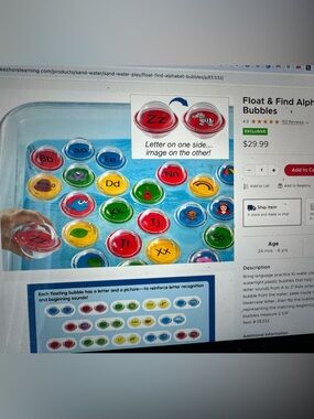 Lakeshore Float&Find Alphabet Bubbles - Colorful Learning Game XL size like new